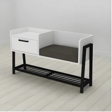Банкетка із тумбочкою Ferrum-decor Бланка 540x1000x320 метал Чорний ДСП Біле 16 мм (FRD-103024)