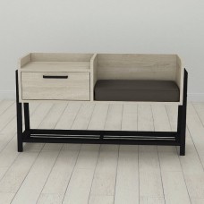 Банкетка із тумбочкою Ferrum-decor Бланка 540x1000x320 метал Чорний ДСП Сонома 16 мм (FRD-103027)