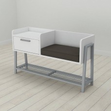 Банкетка із тумбочкою Ferrum-decor Бланка 540x1000x320 метал Сірий ДСП Біле 16 мм (FRD-103038)