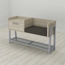 Банкетка із тумбочкою Ferrum-decor Бланка 540x1000x320 метал Сірий ДСП Сонома 16 мм (FRD-103041)
