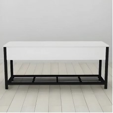 Банкетка з ящиком Ferrum-decor Дрейк 1 550x1000x400 метал Чорний ДСП Біле 16 мм (FRD-103045)