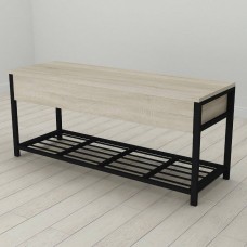 Банкетка з ящиком Ferrum-decor Дрейк 2 550x1200x400 метал Чорний ДСП Сонома 16 мм (FRD-103069)
