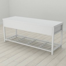 Банкетка з ящиком Ferrum-decor Дрейк 2 550x1200x400 метал Білий ДСП Біле 16 мм (FRD-103073)