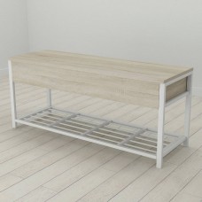 Банкетка із ящиком Ferrum-decor Дрейк 2 550x1200x400 метал Білий ДСП Сонома 16 мм (FRD-103076)