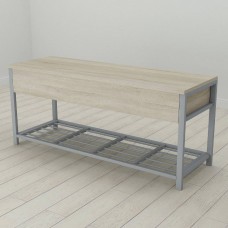 Банкетка з ящиком Ferrum-decor Дрейк 2 550x1200x400 метал Сірий ДСП Сонома 16 мм (FRD-103083)