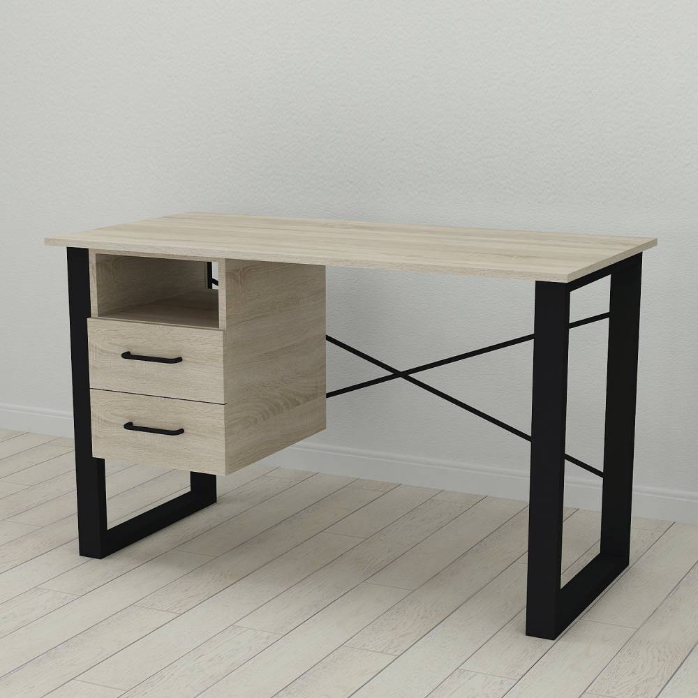 Письменный стол с ящиками Ferrum-decor Оскар 750x1400x600 металл Черный ДСП Дуб Сонома 16 мм (FRD-103237)