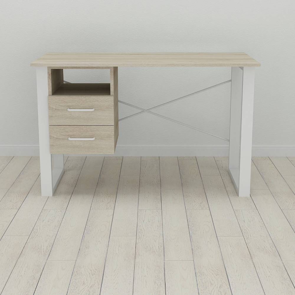 Письменный стол с ящиками Ferrum-decor Оскар 750x1200x600 металл Белый ДСП Дуб Сонома 16 мм (FRD-103223)