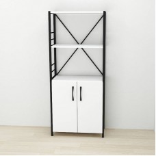 Этажерка 3/60 Ferrum-decor Серии Конект с тумбой 144x60x28 Черный ДСП Белое (FRD-104442)