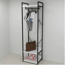 Шафа Гардероб Уні секція 1 серії Конект Ferrum-decor 220x60x50см Чорний метал ДСП Білий 32 мм (FRD-104499)