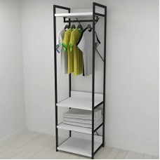 Шафа Гардероб Уні секція 3 серії Конект Ferrum-decor 220x60x50см Чорний метал ДСП Білий 32 мм (FRD-104523)