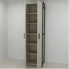 Шкаф Гардероб Уни секция 7 серии Конект Ferrum-decor 220x60x50см Черный металл ДСП Белый 16 мм (FRD-104559)
