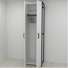 Шкаф Гардероб Уни секция 6 серии Конект Ferrum-decor 220x60x50см Черный металл ДСП Белый 16 мм (FRD-104571)
