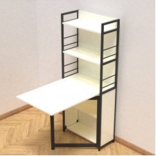 Стіл книжка з етажеркою Практик 2 Ferrum-decor 1555x640x990 Чорний метал ДСП Біле 16 мм (FRD-104625)
