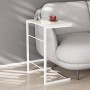 Столик приставной Терри Ferrum-decor 650x440x330 Белый металл ДСП Бетон 16 мм (FRD-104661)