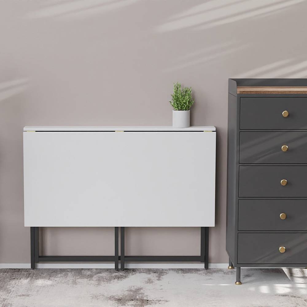 Стол раскладной Морис Ferrum-decor 750x1000x600 Черный металл ДСП Белое 16 мм (FRD-104669)