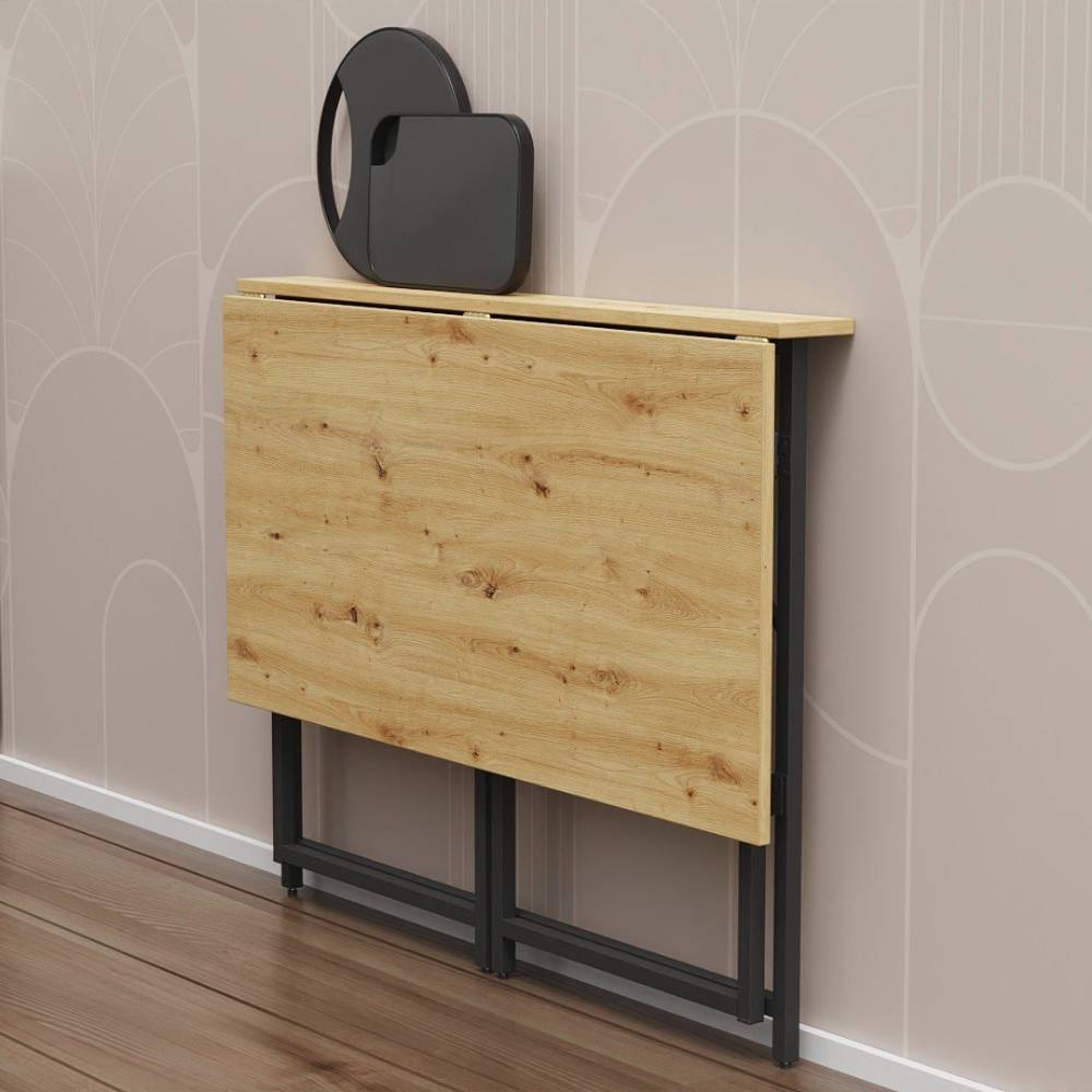 Стол раскладной Морис Ferrum-decor 750x1000x600 Черный металл ДСП Дуб Артизан 16 мм (FRD-104674)
