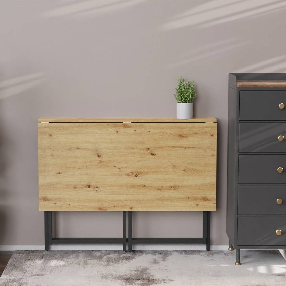 Стол раскладной Морис Ferrum-decor 750x1000x600 Черный металл ДСП Дуб Артизан 16 мм (FRD-104674)