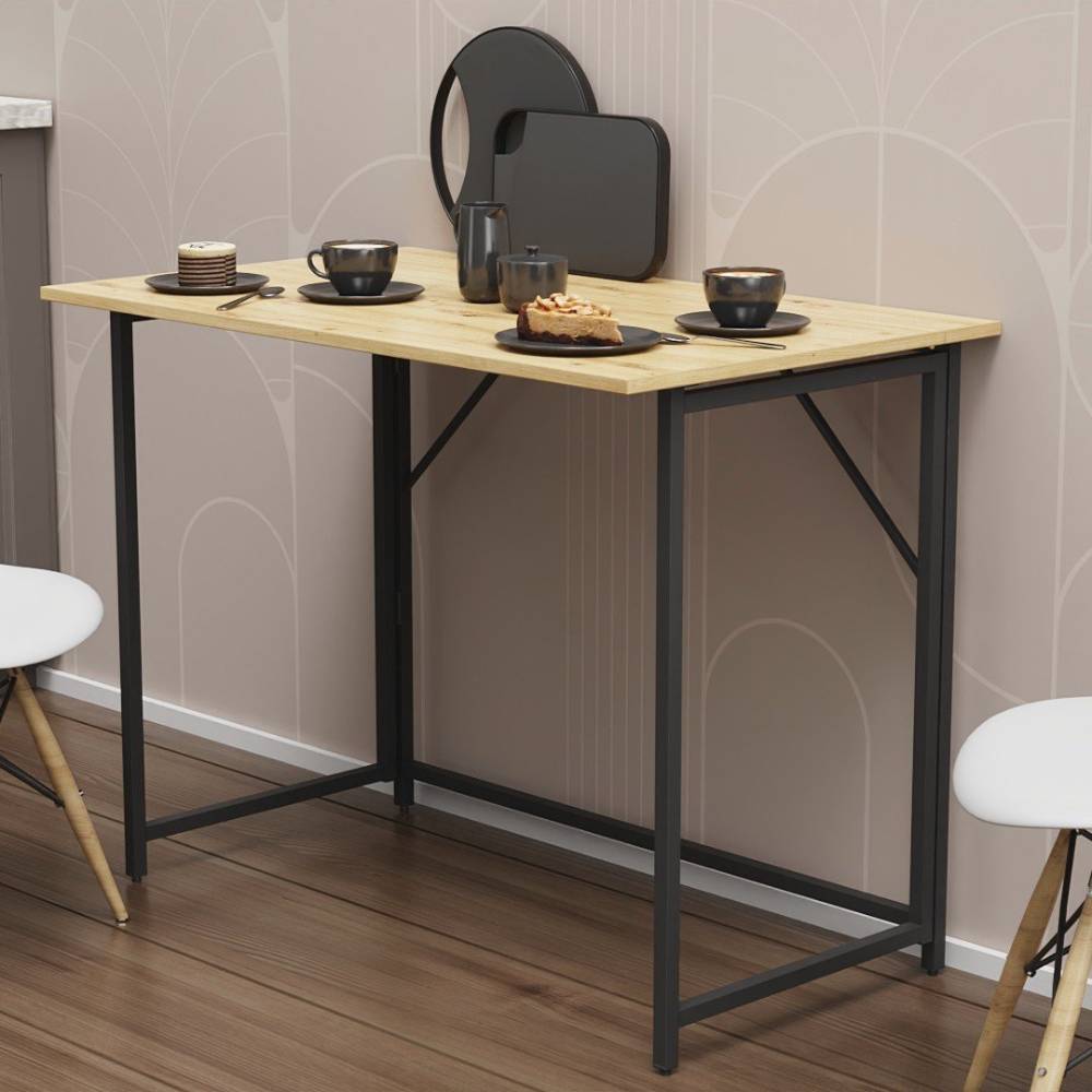 Стол раскладной Морис Ferrum-decor 750x1000x600 Черный металл ДСП Дуб Артизан 16 мм (FRD-104674)