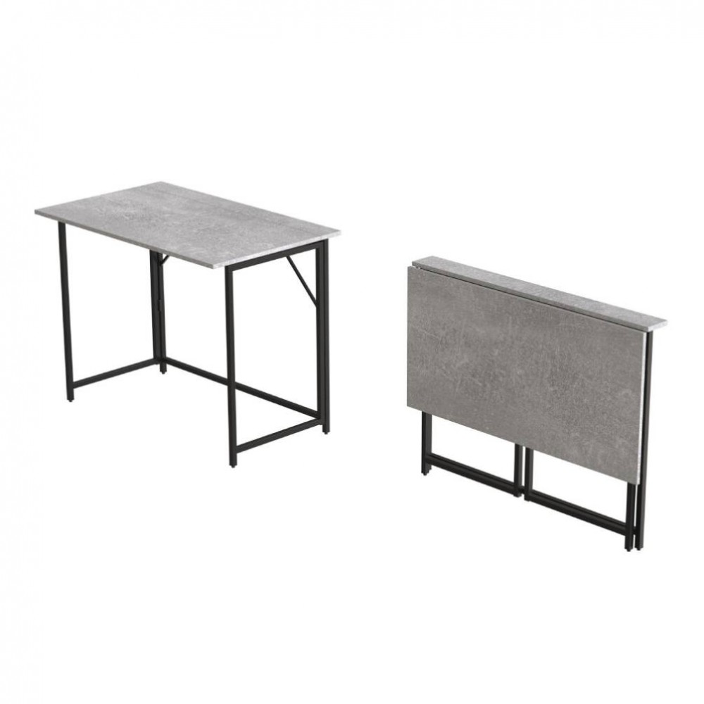 Стол раскладной Морис Ferrum-decor 750x1000x600 Черный металл ДСП Бетон 16 мм (FRD-104675)