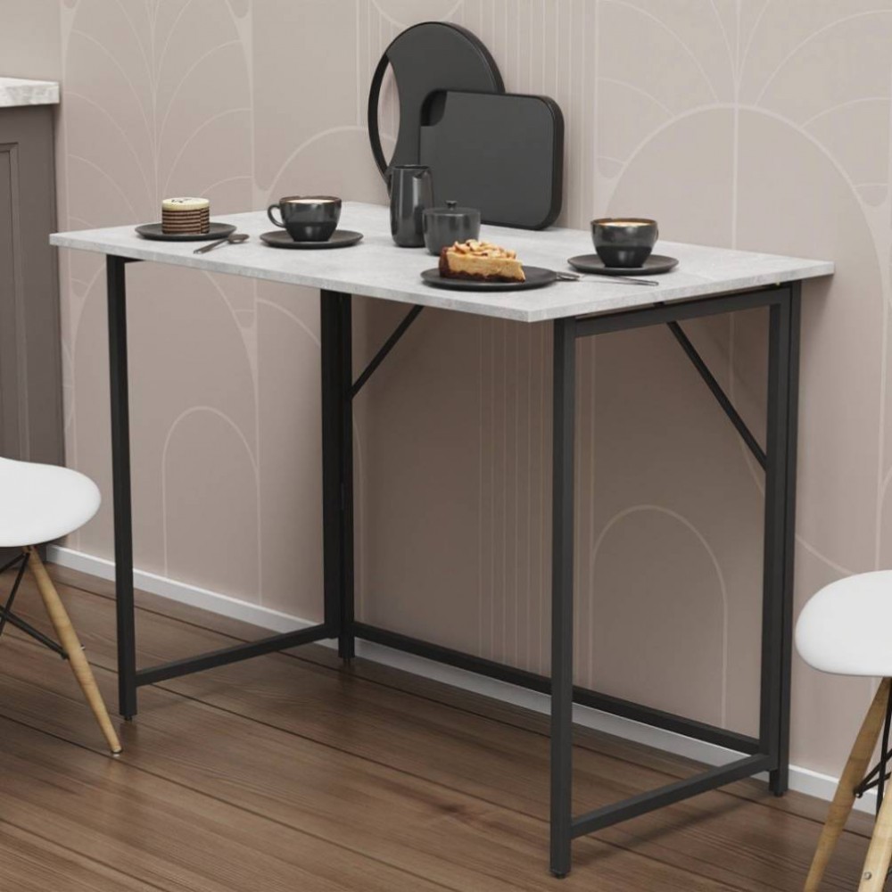 Стол раскладной Морис Ferrum-decor 750x1000x600 Черный металл ДСП Бетон 16 мм (FRD-104675)