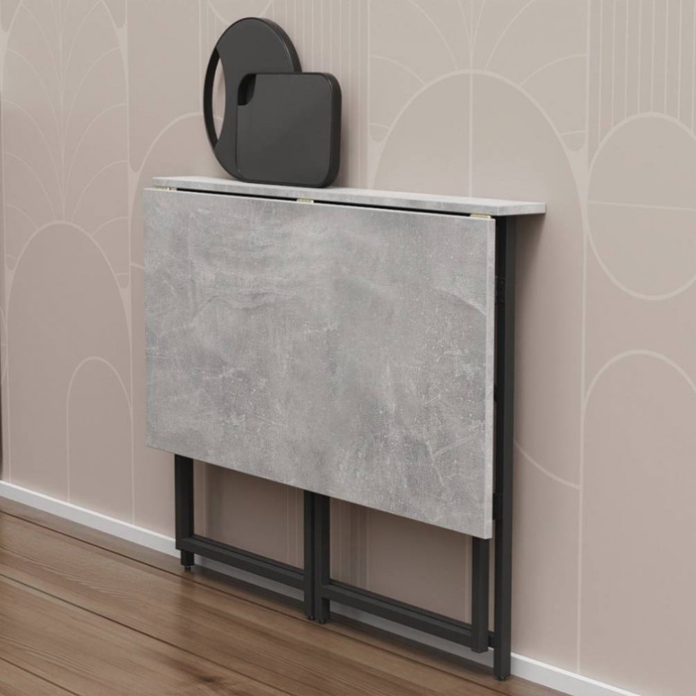 Стол раскладной Морис Ferrum-decor 750x1000x600 Черный металл ДСП Бетон 16 мм (FRD-104675)