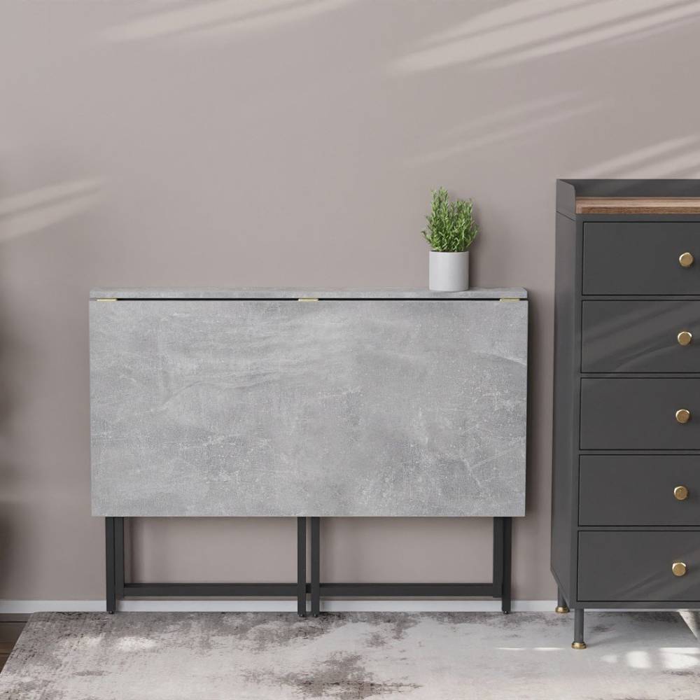 Стол раскладной Морис Ferrum-decor 750x1000x600 Черный металл ДСП Бетон 16 мм (FRD-104675)