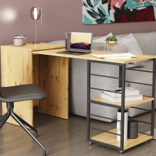Стол-тумба трансформер Смарт 2/2 Ferrum-decor 750x1450x600 Черный металл ДСП Дуб Артизан 16 мм (FRD-105107)