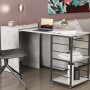 Стол-тумба трансформер Смарт 2/2 Ferrum-decor 750x1450x600 Черный металл ДСП Бетон 16 мм (FRD-105108)