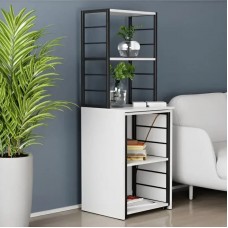 Стол-тумба трансформер Смарт 3/1 с этажеркой Ferrum-decor 1430x1450x500 Черный металл ДСП Белое 16 мм (FRD-105109)