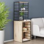 Стол-тумба трансформер Смарт 3/2 с этажеркой Ferrum-decor 1430x1450x600 Черный металл ДСП Дуб Сан-Марино 16 мм (FRD-105117)