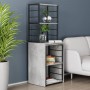 Стол-тумба трансформер Смарт 3/2 с этажеркой Ferrum-decor 1430x1450x600 Черный металл ДСП Бетон 16 мм (FRD-105122)