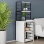 Стол-тумба трансформер Смарт 3/2 с этажеркой Ferrum-decor 1430x1450x600 Черный металл ДСП Белое 16 мм (FRD-105116)