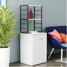 Стол-тумба трансформер Смарт 4/1 с этажеркой Ferrum-decor 1430x1450x500 Черный металл ДСП Белое 16 мм (FRD-105123)