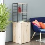 Стол-тумба трансформер Смарт 4/1 с этажеркой Ferrum-decor 1430x1450x500 Черный металл ДСП Дуб Сан-Марино 16 мм (FRD-105124)