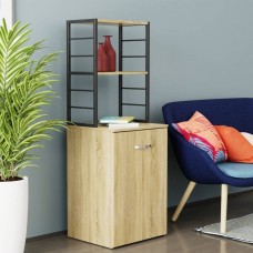Стол-тумба трансформер Смарт 4/2 с этажеркой Ferrum-decor 1430x1450x600 Черный металл ДСП Дуб Сонома 16 мм (FRD-105133)