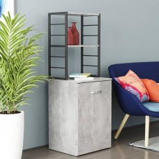 Стол-тумба трансформер Смарт 4/2 с этажеркой Ferrum-decor 1430x1450x600 Черный металл ДСП Бетон 16 мм (FRD-105135)