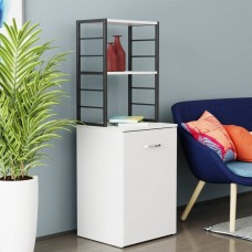 Стол-тумба трансформер Смарт 4/2 с этажеркой Ferrum-decor 1430x1450x600 Черный металл ДСП Белое 16 мм (FRD-105130)