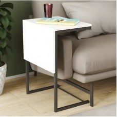 Стіл журнальний приставний Террі Комбо Ferrum-decor 345x662x440 Чорний метал ДСП Біле 16 мм (FRD-105136)
