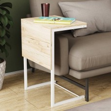 Стіл журнальний приставний Террі Комбо Ferrum-decor 345x662x440 Білий метал ДСП Дуб Сан-Марино 16 мм (FRD-105144)