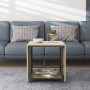 Стол журнальный трансформер Куб Комбо Ferrum-decor 540x532x500 Черный металл ДСП - Дуб Сонома 16 мм (FRD-105153)