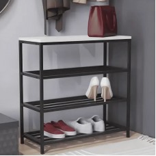 Полка для обуви Слайм 3 Ferrum-decor 635x630x260 Черный металл ДСП Белое 16 мм (FRD-105156)