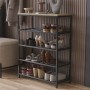 Полка для обуви Слайм 4 Ferrum-decor 820x630x260 Черный металл ДСП Дуб Сонома 16 мм (FRD-105162)