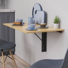 Обеденный стол-трансформер Ника настенный Ferrum-decor 420x900x500 Черный металл ДСП Дуб Артизан 16 мм (FRD-105169)