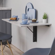 Обеденный стол-трансформер Ника настенный Ferrum-decor 420x900x500 Черный металл ДСП Бетон 16 мм (FRD-105170)