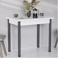 Обеденный стол-трансформер раскладной Берта Ferrum-decor 750x1400x900 Черный металл ДСП Белое 16 мм (FRD-105178)