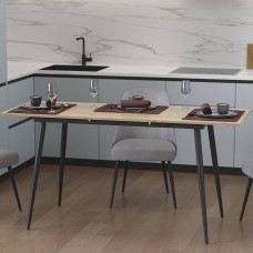 Стіл кухонний розкладний Данді на конусних ногах Ferrum-decor 75x120 160)x70 Чорний метал ДСП Дуб Сонома 16 мм (FRD-106780)