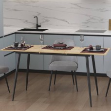 Стіл кухонний розкладний Данді на конусних ногах Ferrum-decor 75x120 160)x70 Чорний метал ДСП Дуб Артизан 16 мм (FRD-106784)