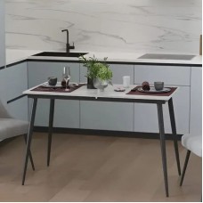 Стіл кухонний розкладний Данді на конусних ногах Ferrum-decor 75x120 160)x70 Чорний метал ДСП Бетон 16 мм (FRD-106777)