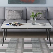 Стіл трансформер журнальний Dandi Small Ferrum-decor 45x120 160)x70 Чорний метал ДСП Білий 16 мм (FRD-106799)
