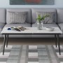 Стіл трансформер журнальний Dandi Small Ferrum-decor 45x120 160)x60 Чорний метал ДСП Білий 16 мм (FRD-106791)